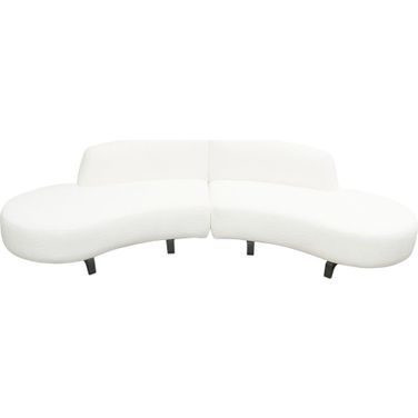 Vesper 2Pc Modular Curved Armless Chaise In Faux White Shearling With Black Wood Leg Base
