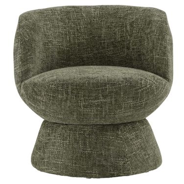 Vesta Chenille Fabric Upholstered Swivel Chair In Basil