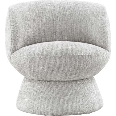 Vesta Chenille Fabric Upholstered Swivel Chair In Dove Gray