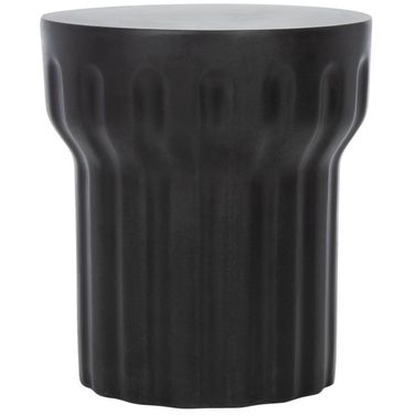 Vesta Indoor-Outdoor Modern Concrete Round 15.3 Inch Dia Accent Table in Black