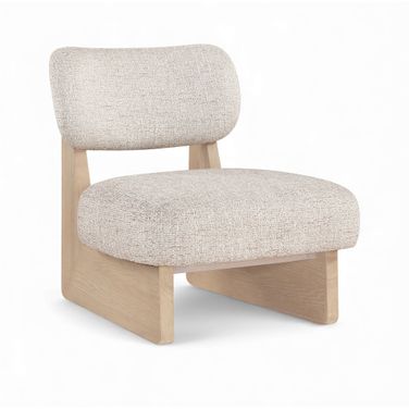 Vetra Linen Textured Fabric Upholstered Accent Chair In Beige
