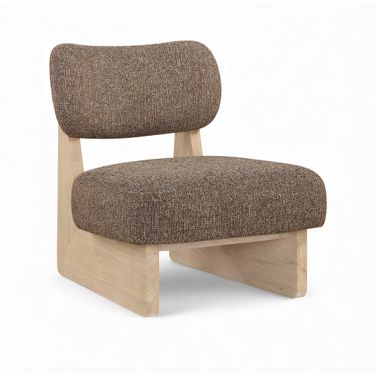 Vetra Linen Textured Fabric Upholstered Accent Chair In Brown