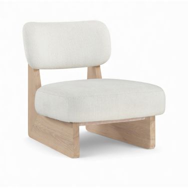 Vetra Linen Textured Fabric Upholstered Accent Chair In Cream