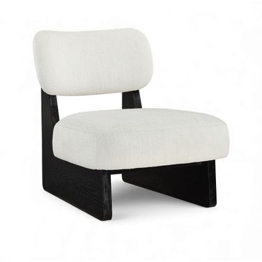Vetra Linen Textured Fabric Upholstered Accent Chair In Cream