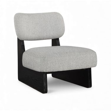 Vetra Linen Textured Fabric Upholstered Accent Chair In Grey