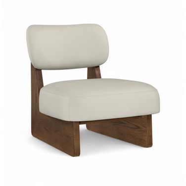 Vetra Vegan Leather Upholstered Accent Chair In Beige