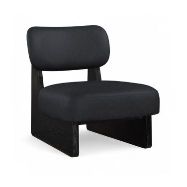 Vetra Vegan Leather Upholstered Accent Chair In Black