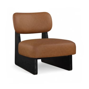 Vetra Vegan Leather Upholstered Accent Chair In Cognac