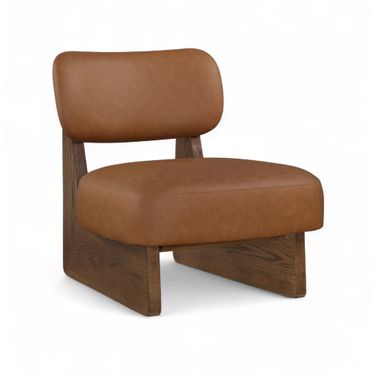 Vetra Vegan Leather Upholstered Accent Chair In Cognac