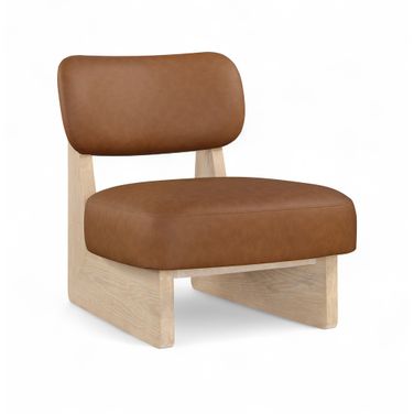 Vetra Vegan Leather Upholstered Accent Chair In Cognac