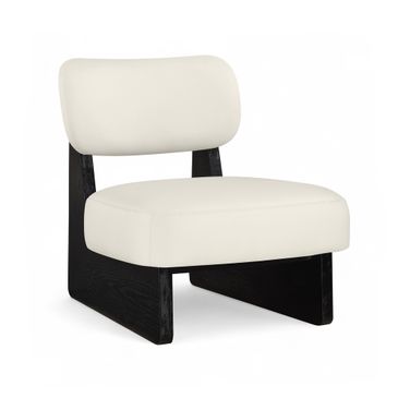 Vetra Vegan Leather Upholstered Accent Chair In Cream