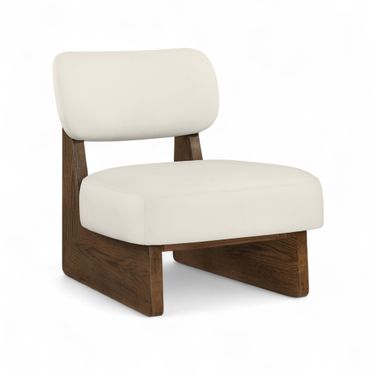 Vetra Vegan Leather Upholstered Accent Chair In Cream