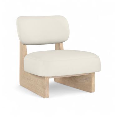 Vetra Vegan Leather Upholstered Accent Chair In Cream