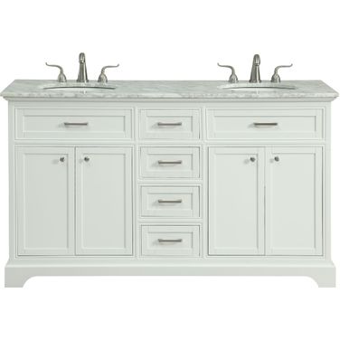 Americana 60" White Double Vanity Set
