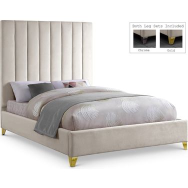 Via Velvet Full Bed In Cream