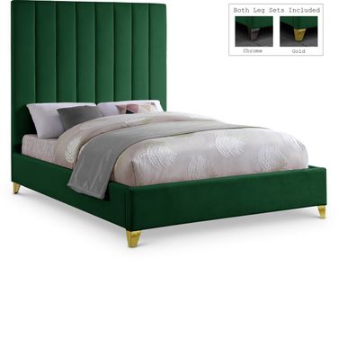 Via Velvet Full Bed In Green