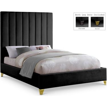 Via Velvet King Bed In Black