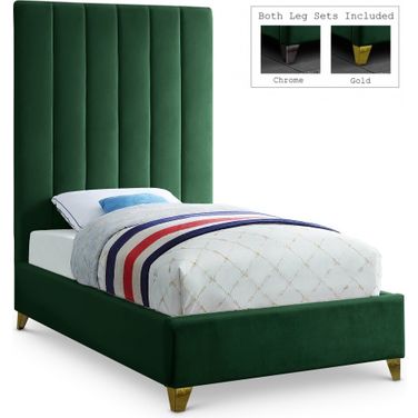 Via Velvet Twin Bed In Green