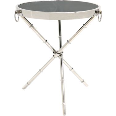 Vicenza Collection Steel and Glass Side Table In Silver and Black