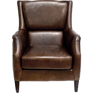 Vicenza Collection Top Grain Leather Wing Chair In Brown
