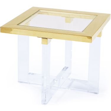 Vicenza Lucite Side Table In White and Gold