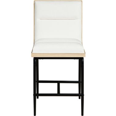Viceroy Fabric Upholstered Counter Stool Set of 2 In Cream and Matte Black