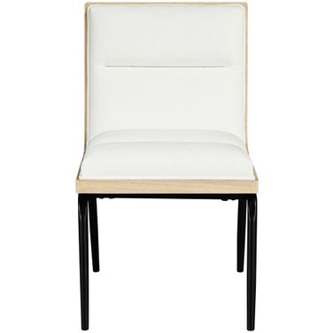 Viceroy Fabric Upholstered Dining Chair Set of 2 In Cream and Matte Black