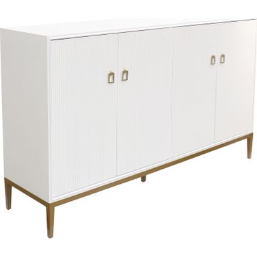 Victoria Sideboard, 4 Doors, 2 Drawer with Metal Frame In Ivory and Bronze