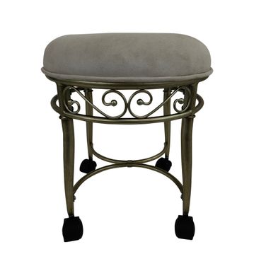 Victorian Vanity Stool In Silver and Cream