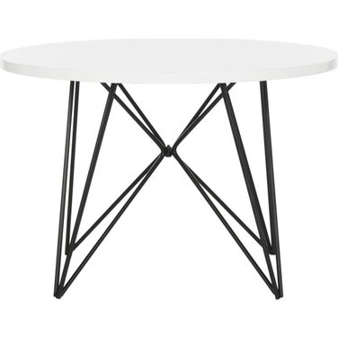 Vida White and Black Retro Mid Century Lacquer End Table