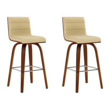 Vienna 26 Inch Swivel Counter Stool Set of 2 In Walnut and Cream
