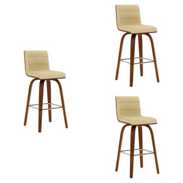 Vienna 26 Inch Swivel Counter Stool Set of 3 In Walnut and Cream