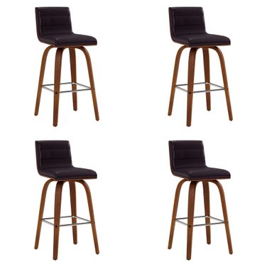 Vienna 26 Inch Swivel Counter Stool Set of 4 In Walnut and Brown