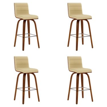 Vienna 26 Inch Swivel Counter Stool Set of 4 In Walnut and Cream