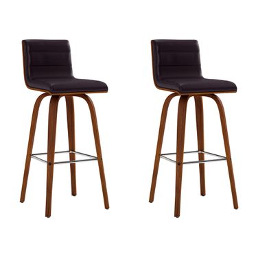 Vienna 30 Inch Swivel Bar Stool Set of 2 In Walnut and Brown