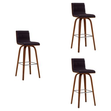 Vienna 30 Inch Swivel Bar Stool Set of 3 In Walnut and Brown