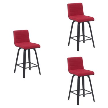 Vienna Counter Height Swivel Bar Stool Set of 3 In Red