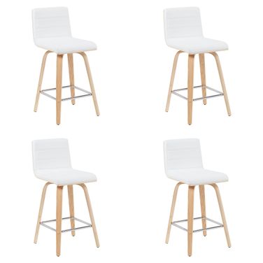 Vienna Counter Height Swivel Bar Stool Set of 4 In White and Patterned Oak