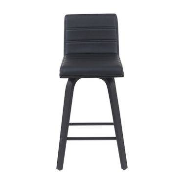 Vienna Counter Height Swivel Barstool with Faux Leather Seat and Brushed Wood Frame In Black