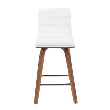 Vienna Counter Height Swivel Barstool with Faux Leather Seat and Wood Frame In Walnut and White