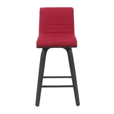 Vienna Counter Height Swivel Barstool with Upholstered Seat and Brushed Wood Frame In Red and Black