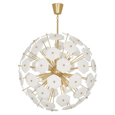 Vienna Globe Large Chandelier In White and Brass