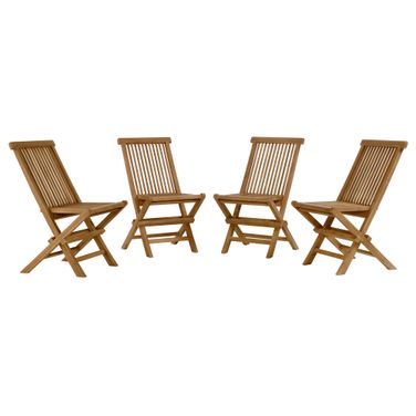 Vienna Outdoor Patio Teak Wood Folding Dining Chairs Set of 4 In Natural