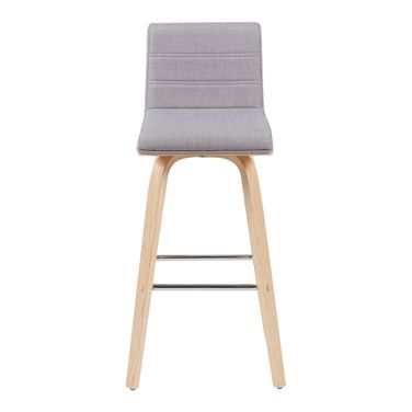 Vienna Swivel Bar Height Stool with Upholstered Seat and Wood Frame In Oak and Gray