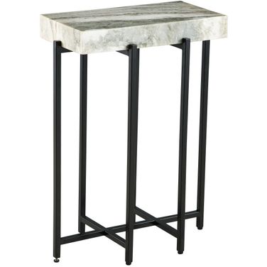 View Point Genuine Marble Top Accent Table In White and Black