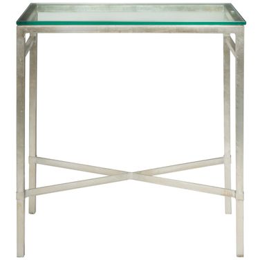 Viggo Chairside Table In Silver and Glass