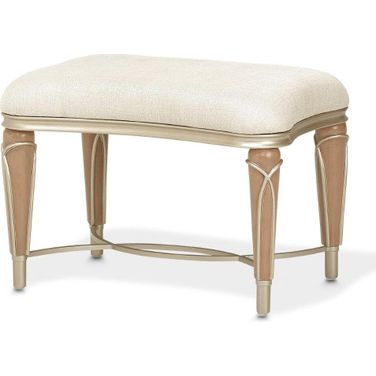 Villa Cherie Ottoman In Pearl/Caramel