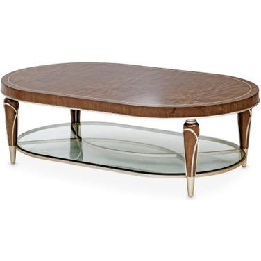 Villa Cherie Oval Cocktail Table In Hazelnut