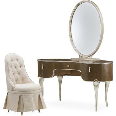 Villa Cherie Vanity Set With Mirror And Chair In Hazelnut