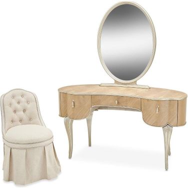 Villa Cherie Vanity Set With Mirror And Chair in Caramel